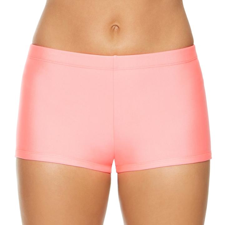 Women's Aqua Couture Solid Boyshort Swim Bottoms, Size: Xl, Light Pink