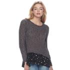 Juniors' Cloudchaser Print Hem Sweater, Teens, Size: Xl, Med Grey