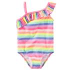 Girls 4-8 Carter's Asymmetrical Rainbow Striped One-piece Swimsuit, Size: 6-6x, Multi