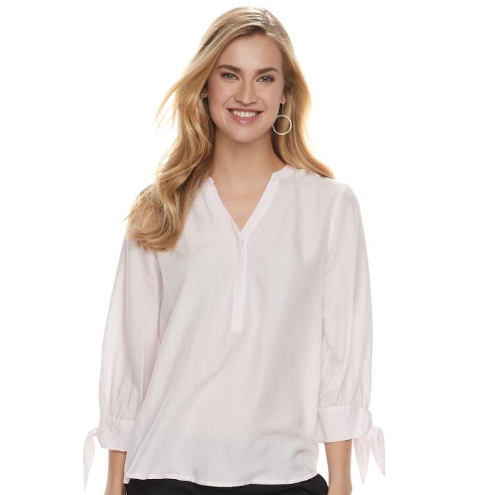Women's Apt. 9&reg; Knot Sleeve Blouse, Size: Medium, Light Pink