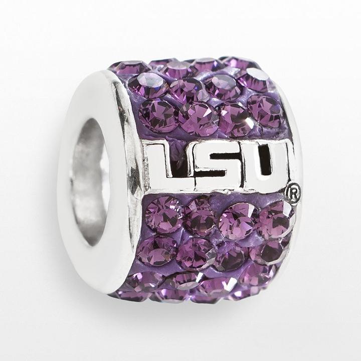 Logoart Lsu Tigers Sterling Silver Crystal Logo Bead - Made With Swarovski Crystals, Women's, Purple