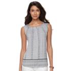 Petite Croft & Barrow&reg; Printed Shirred Tank, Women's, Size: L Petite, Grey