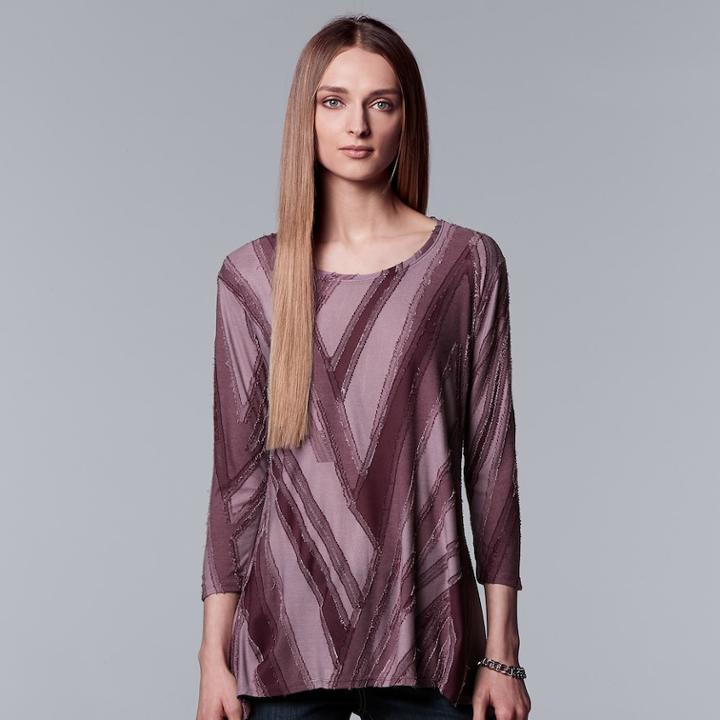 Women's Simply Vera Vera Wang Textured Asymmetrical Top, Size: Large, Drk Purple