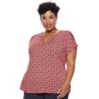 Plus Size Dana Buchman Geometric Placket Top, Women's, Size: 0x, Red