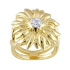 V19.69 Italia 18k Gold Over Silver White Sapphire Sunflower Ring, Women's, Size: 7
