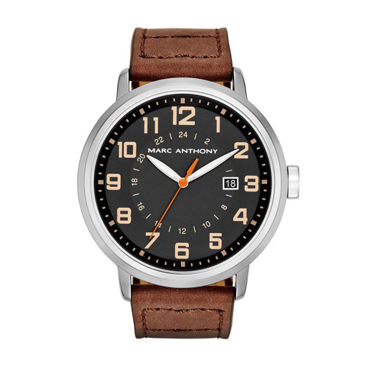 Marc Anthony Men's Leather Watch, Size: Large, Brown