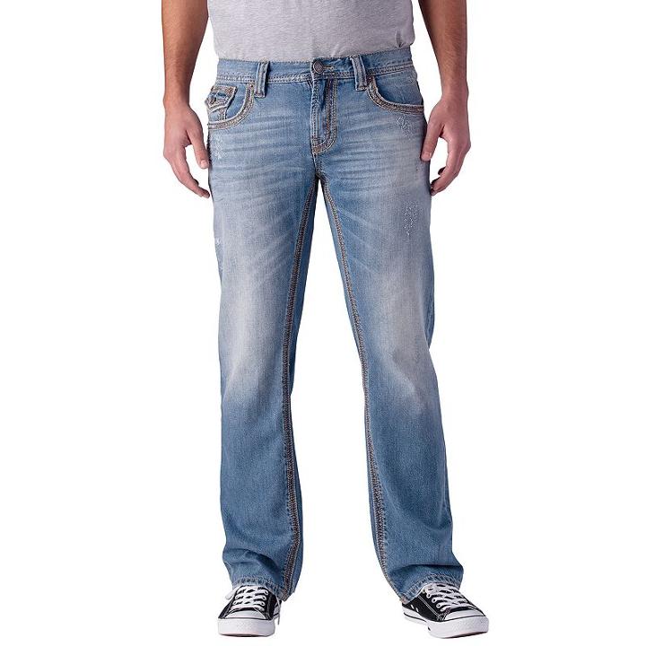 Men's Seven7 Thick Stitch Back Flap Straight Jeans, Size: 30x32, Light Blue