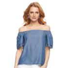 Women's Apt. 9&reg; Chambray Off-the-shoulder Top, Size: Xs, Med Blue