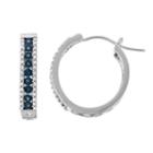 Sterling Silver 3/8 Carat T.w. Blue Diamond Hoop Earrings, Women's