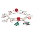 Merry Christmas Santa Claus & Snowman Charm Stretch Bracelet Set, Women's, Multicolor
