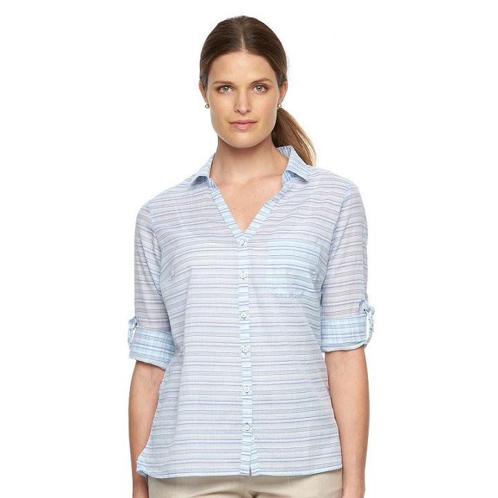 Women's Columbia Wiley Mesa Striped Roll-tab Shirt, Size: Xs, Purple Oth