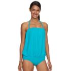 Women's Beach Scene Lanai Blouson One-piece Swimsuit, Size: 8, Blue