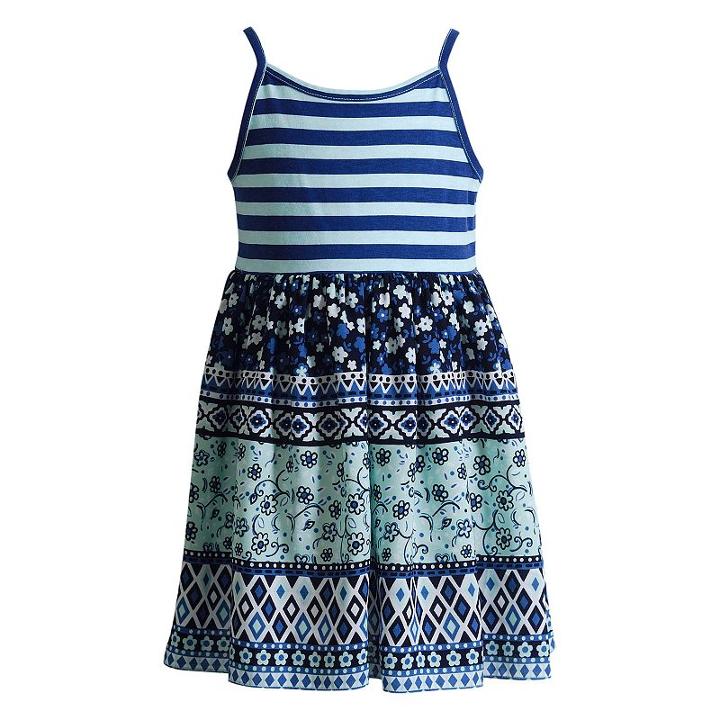 Girls 4-6x Youngland Mixed Media Sundress, Girl's, Size: 4, Turquoise/blue (turq/aqua)