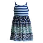 Girls 4-6x Youngland Mixed Media Sundress, Girl's, Size: 4, Turquoise/blue (turq/aqua)