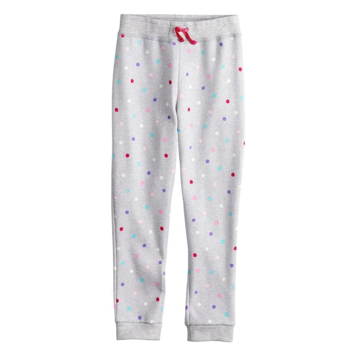 Girls 4-12 Jumping Beans&reg; Polka-dot Fleece Jogger Pants, Size: 10, Light Grey