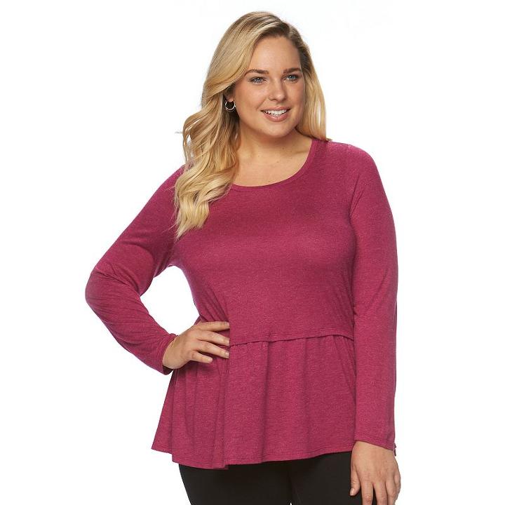 Plus Size Apt. 9&reg; Shredded Knot Drop Waist Shirt, Women's, Size: 1xl, Dark Pink