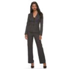 Women's Le Suit Pinstripe 2-button Pant Suit, Size: 8, Med Grey