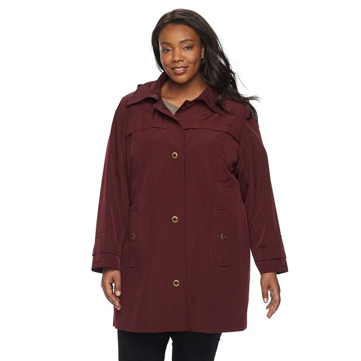 Plus Size Tower By London Fog Grommet Raincoat, Women's, Size: 1xl, Dark Red