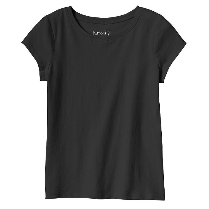 Girls 4-10 Jumping Beans&reg; Basic Short Sleeve Solid Tee, Girl's, Size: 5, Black