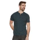 Men's Rock & Republic Mock-layered Henley Tee, Size: Large, Turquoise/blue (turq/aqua)