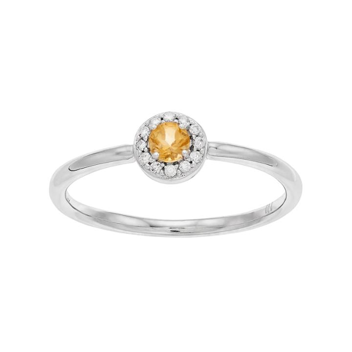 Lc Lauren Conrad 10k White Gold Citrine & Diamond Accent Halo Ring, Women's, Size: 6, Yellow