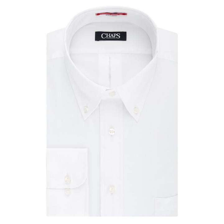 Big & Tall Chaps Essentials Regular-fit Herringbone Wrinkle-free Dress Shirt, Men's, Size: 18.5 34/5b, White