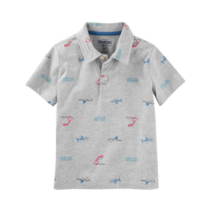 Boys 4-12 Oshkosh B'gosh&reg; Patterned Polo Shirt, Size: 10, Gray Heather