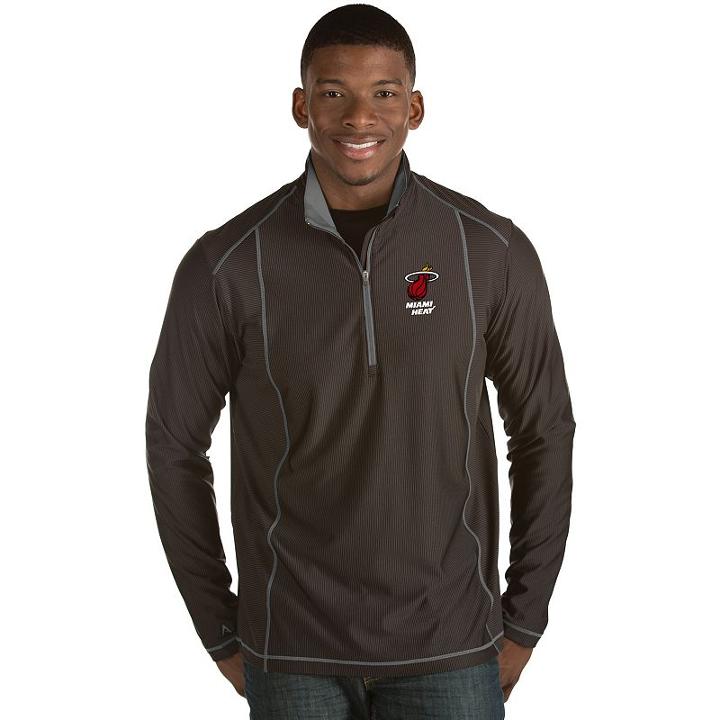 Men's Antigua Miami Heat Tempo Quarter-zip Pullover, Size: 3xl, Black