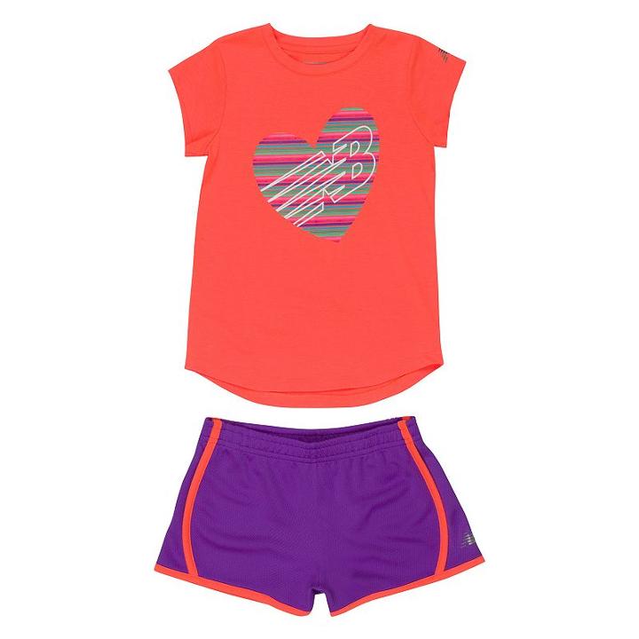 Toddler Girl New Balance Graphic Tee & Shorts Set, Size: 3t, Lt Orange