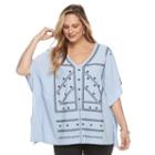 Plus Size Dana Buchman Embroidered Caftan Top, Women's, Size: 2xl, Black