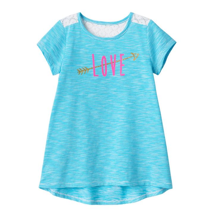 Girls 4-10 Jumping Beans&reg; Back Lace Graphic Tee, Size: 7, Turquoise/blue (turq/aqua)