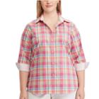 Plus Size Chaps Striped No-iron Broadcloth Shirt, Women's, Size: 2xl, Pink