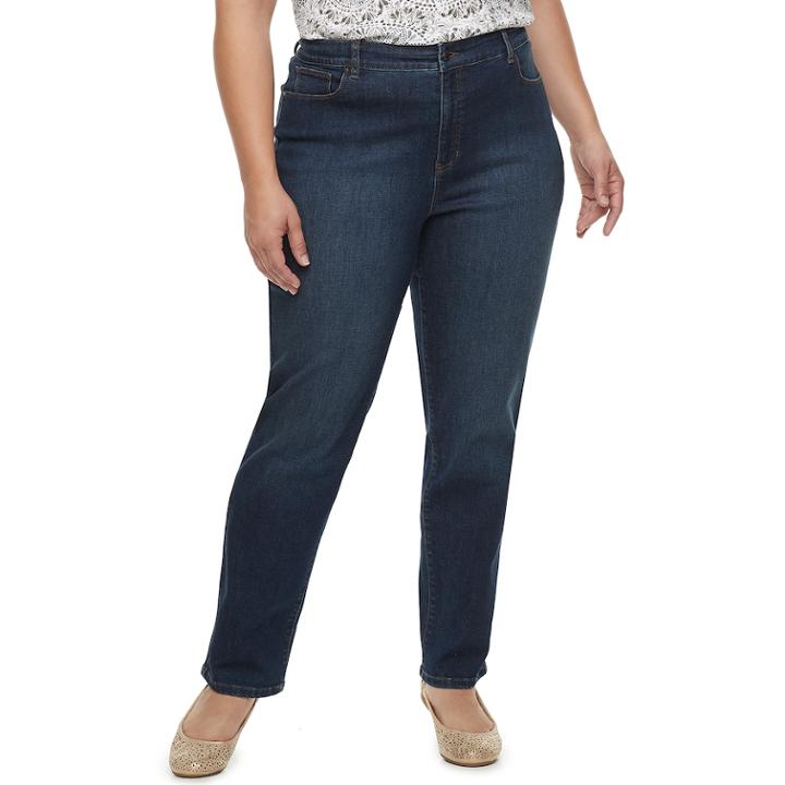 Plus Size Croft & Barrow&reg; Classic Tummy Control Straight-leg Jeans, Women's, Size: 18 - Regular, Blue (navy)