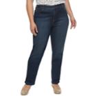 Plus Size Croft & Barrow&reg; Classic Tummy Control Straight-leg Jeans, Women's, Size: 18 - Regular, Blue (navy)