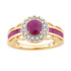 10k Gold Ruby & 1/8 Carat T.w. Diamond Tiered Flower Ring, Women's, Red