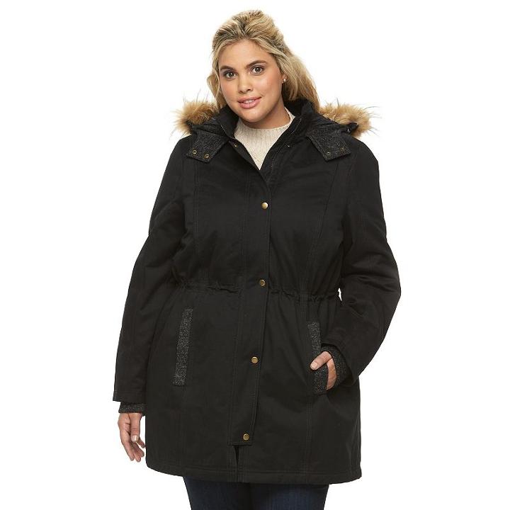 Plus Size Apt. 9&reg; Hooded Anorak Parka, Women's, Size: 1xl, Black