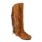 Olivia Miller Dakota Women's Fringe Moccasin Boots, Girl's, Size: 6, Brown