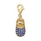 Tfs Jewelry 14k Gold Over Blue Cubic Zirconia Baby Shoe Charm, Women's
