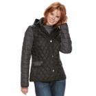 Women's Gallery Quilted Mixed-media Puffer Jacket, Size: Xl, Black