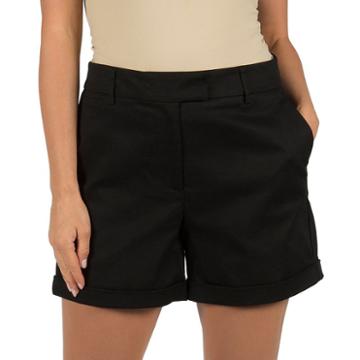 Women's Harve Bernard Cuffed Twill Shorts, Size: 10, Black