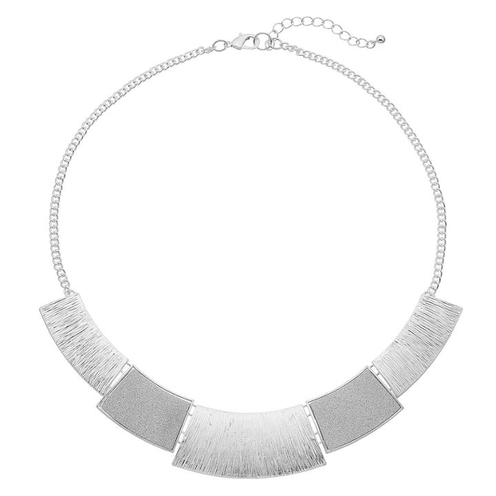 Glitter & Textured Geometric Necklace, Women's, Silver