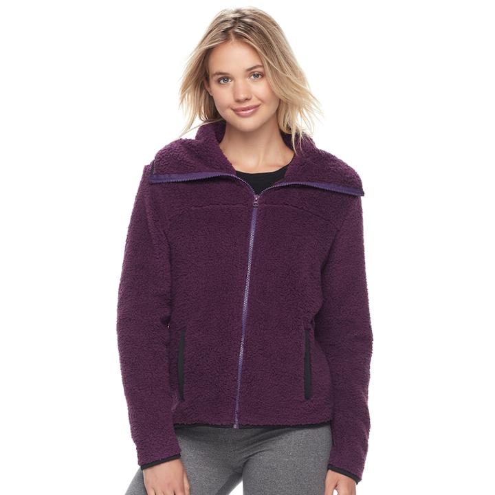 Juniors' So&reg; Sherpa Zip-up Jacket, Teens, Size: Xl, Drk Purple