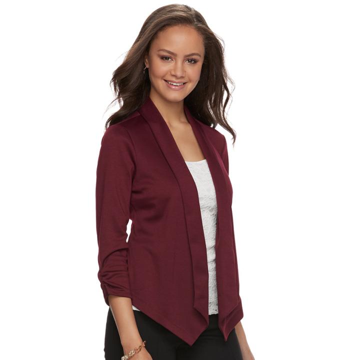 Juniors' About A Girl Open-front Ponte Blazer, Size: Medium, Dark Red