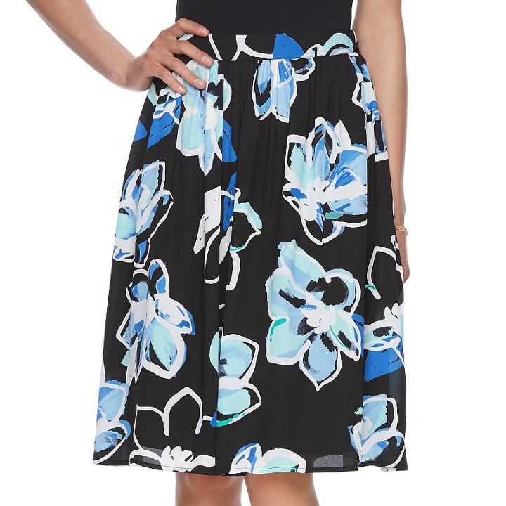 Women's Elle&trade; Floral Skirt, Size: Small, Black