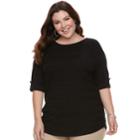Plus Size Apt. 9&reg; Textured Ruched Boatneck Sweater, Women's, Size: 3xl, Black