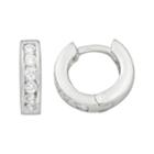 Sterling Silver Cubic Zirconia Hoop Earrings - Kids, Girl's, Grey