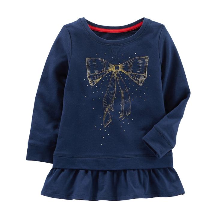 Girls 4-12 Oshkosh B'gosh Bow Knit Peplum Tunic, Size: 10, Med Blue