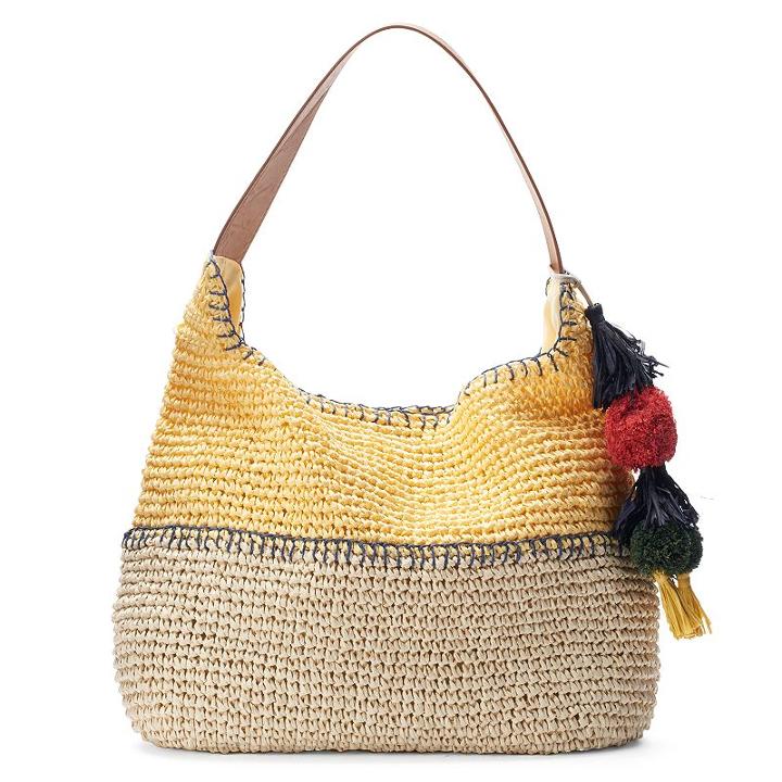 Sonoma Goods For Life&trade; Pom Pom & Tassel Colorblock Hobo, Women's, Yellow