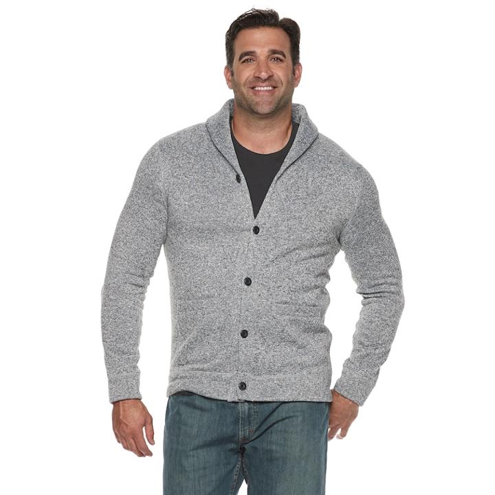 Big & Tall Sonoma Goods For Life&trade; Modern-fit Supersoft Sweater Fleece Shawl-collar Cardigan, Men's, Size: Xl Tall, Black