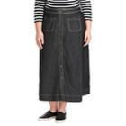 Plus Size Chaps A-line Jean Maxi Skirt, Women's, Size: 22 W, Black